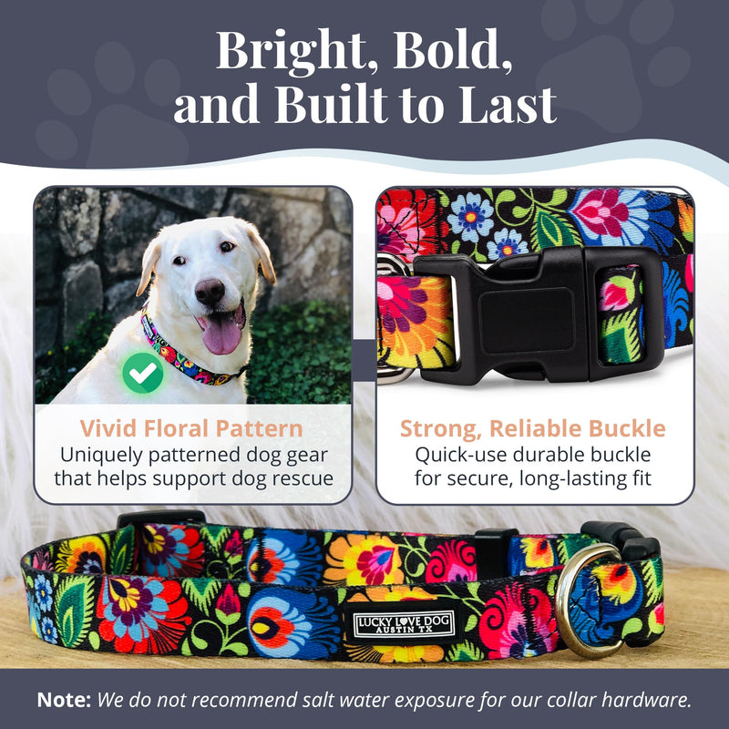 Lucky Love Dog - Adjustable Dog Collar with Easy Click Buckle for Small to Large Dogs, Durable, & Comfortable Collar for Male & Female Dogs, Pet Collar for Puppies & Adult Dogs - Blackbird, Medium Medium | 13-21" Blackbird Collar Only - BeesActive Australia