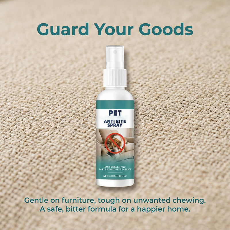 No Chew Spray for Dogs | 3.38oz Bitter Apple Spray for Dogs | Safe, Non-Toxic Chewing Deterrent | Stop Licking, Biting & Destructive Behavior, Protect The Safety of Furniture and Your Belongings