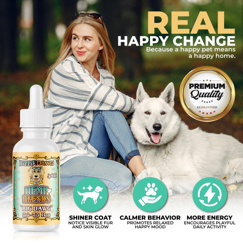 Hippie Dawg Big DAWG Tincture for Large Dogs (50-75 lbs) - Maximum Strength Hip and Joint Support with Glucosamine, Collagen & Hyaluronic Acid - Natural Calming Tincture for Mobility & Wellness - 1oz