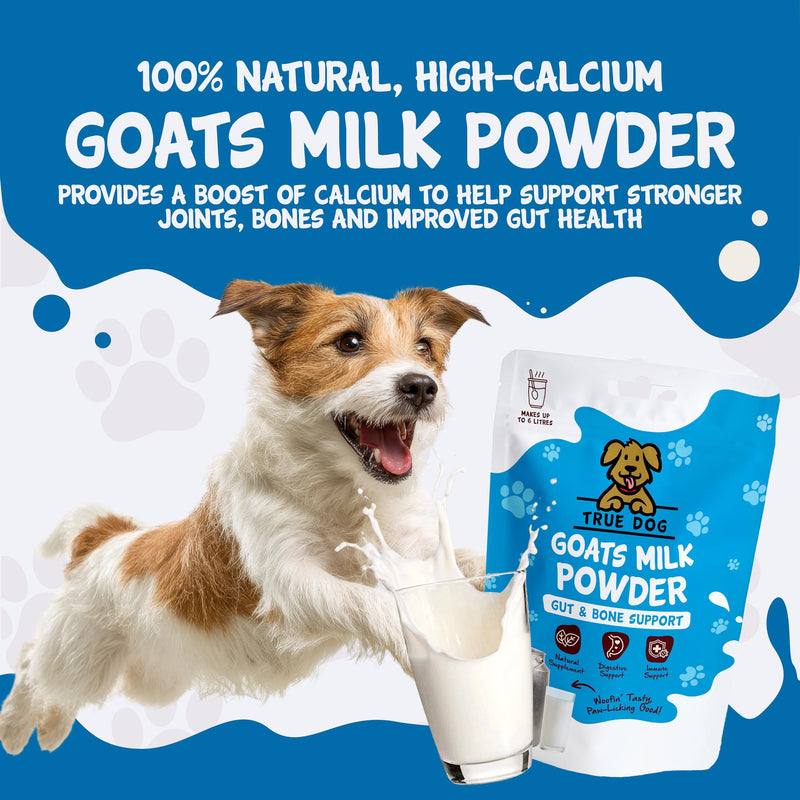 True Dog Goats Milk Powder for Dogs (250g) Supports Gut Health, Joints, Skin, Teeth, Digestion and Immune System, Packed with Dog Vitamins and Nutrients - Natural Pet Supplements