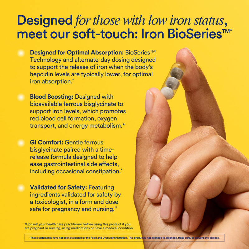Ritual Iron Supplement to Support Low Iron Levels 60 mg | 48-hour Dosing Routine with BioSeries‚Ñ¢ Technology plus Vitamin A and C. Designed for Optimal Absorption and Minimal GI Discomfort* 15 Servings - BeesActive Australia