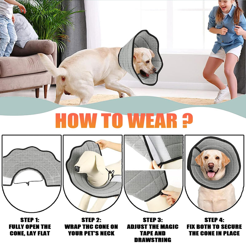 DKDDSSS Dog Collar, Soft Protective Collar, Cone Collars, Adjustable Recovery Collar, Protective Dog Collar, Breathable Pet Elizabethan Dog Collar, Leak Protection Dog, Grey, L - BeesActive Australia