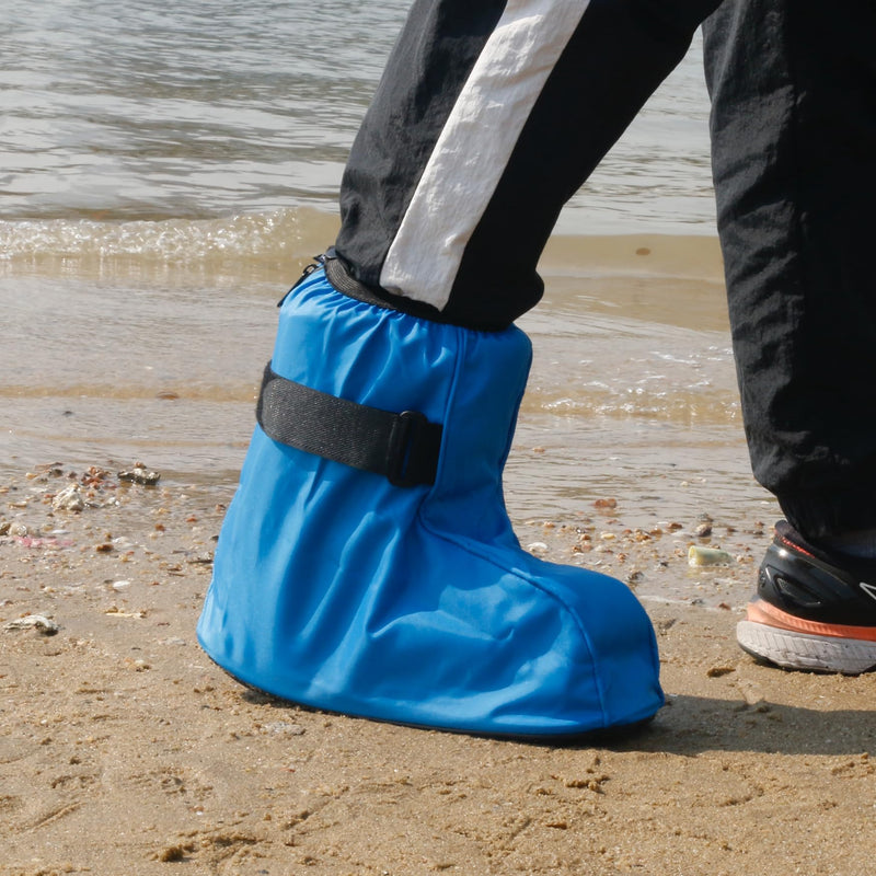 Walking Boot Cover for Medical Brace Orthopedic Fracture Cast with Integrative Slip-Resistant Rubber Sole (Blue, Short, X-Small) Blue Short - BeesActive Australia