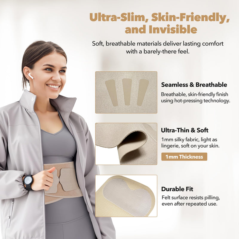 Slim Fit Lower Back Brace – Ultra-Thin Ergonomic H-Shaped Resin Support, Seamless Design for Strong & Comfortable Lumbar Support, Lightweight & Discreet Back Brace (Beige, X-Large) Beige