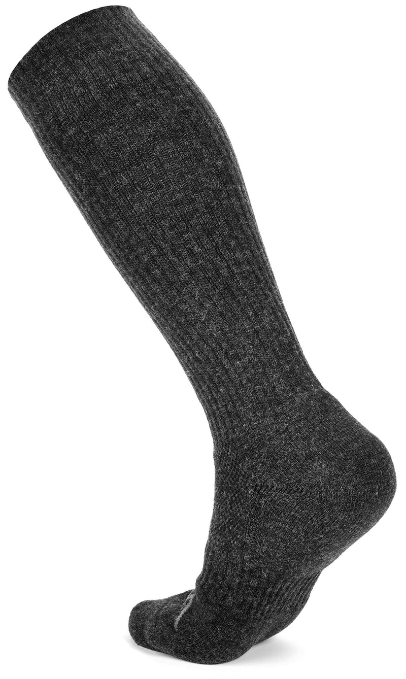 Wanderlust Knee-High Merino Wool Compression Socks For Men and Women Charcoal Large