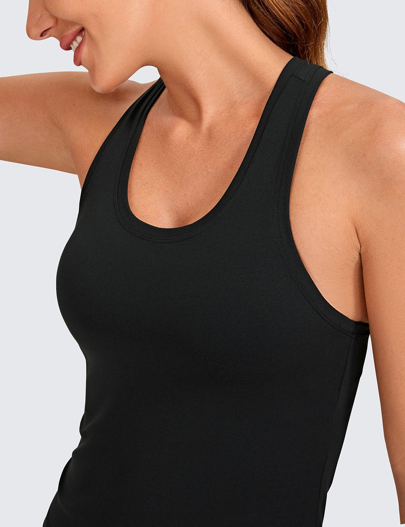 CRZ YOGA Butterluxe Racerback Tank Tops for Women - Yoga Workout Casual Gym Athletic Camisole Tight Sleeveless Shirts Medium Black