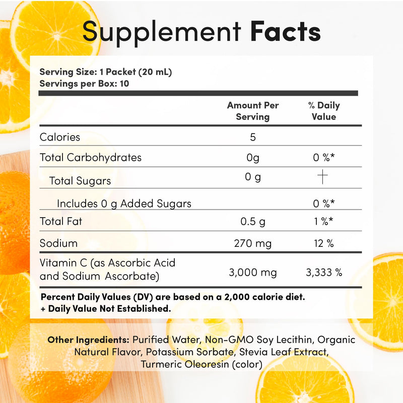 Aurora Nutrascience Liposomal Liquid Vitamin C, 10 Packets, Orange | Healthy Immune Support Supplement, 3000 mg per Serving, Sugar Free, Vegan, Gluten Free, Non-GMO, Single Serve Packets 10 Count (Pack of 1) Mega