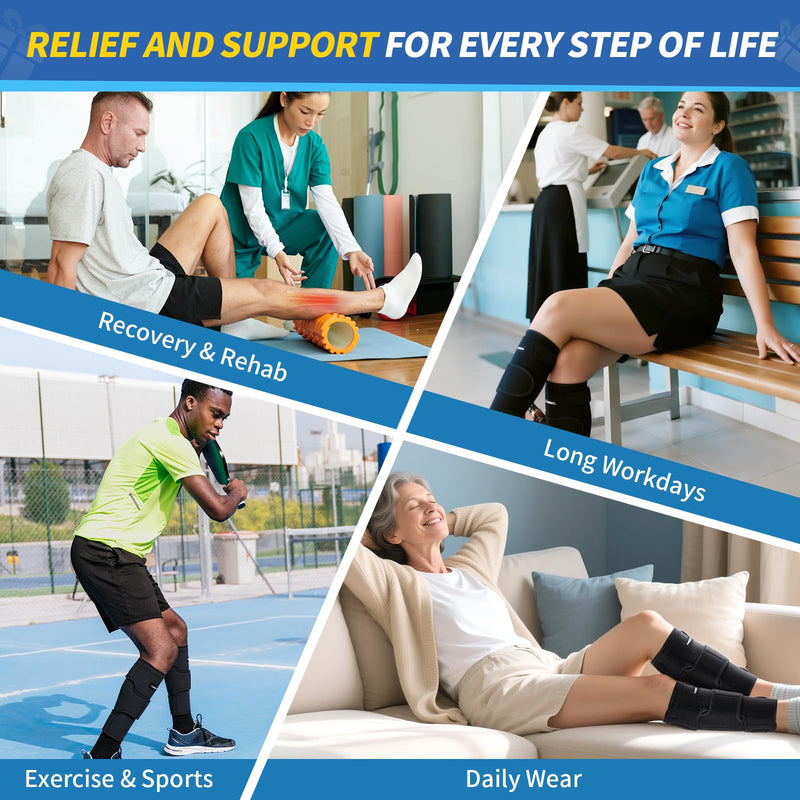 CAMBIVO Calf Brace for Torn Muscle, 2 Pack Adjustable Neoprene Compression Wrap Support for Shin Splints, Strain, Leg Pain (Black, Medium) Black