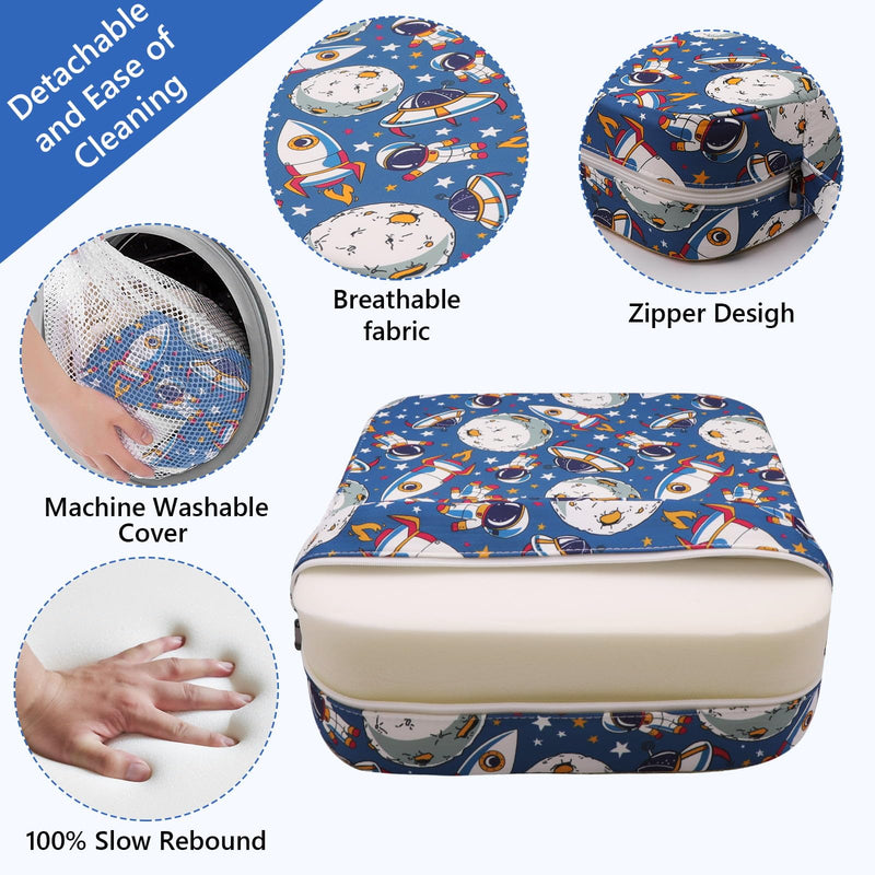 Booster Seat for Kitchen Chair - Toddler Non-Slip Portable Height Increasing Strong Support Seat Cushion Comfortable Detachable Easy to Clean Washable Booster Seat for Dining Table Lunar adventure-cyan blue - BeesActive Australia