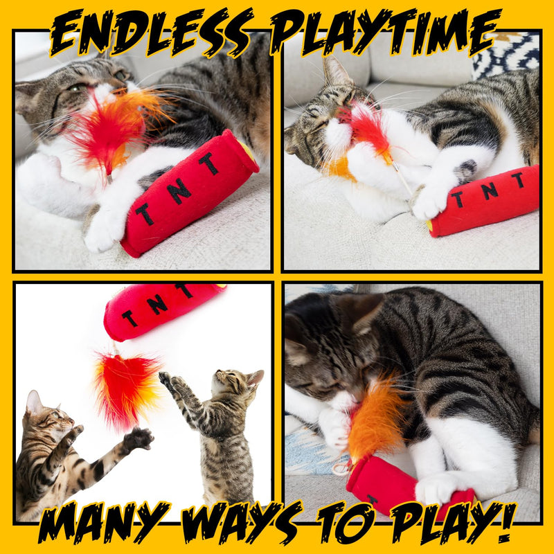 Cat Toys TNT, Cat Toys for Indoor Cats, Kitten Toys, Catnip Toys for Cats of All Breeds with Dangle Feathers and Jingle Sound - Kicking, Biting, Chewing 1-Pack - BeesActive Australia