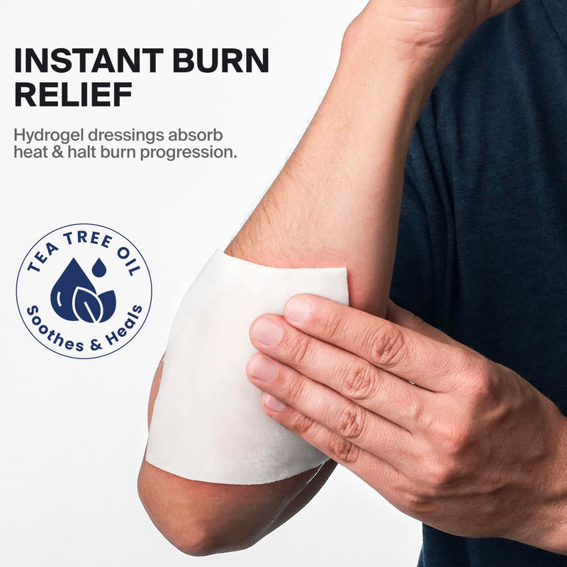 SurviveX Burn Dressing Kit with Tea Tree Oil - Hydrogel Burn Pads, Cooling Gels, Non-Adhesive Dressings & Gauze - Complete First Aid Accessory for Instant Cooling, Soothing & Burn Relief