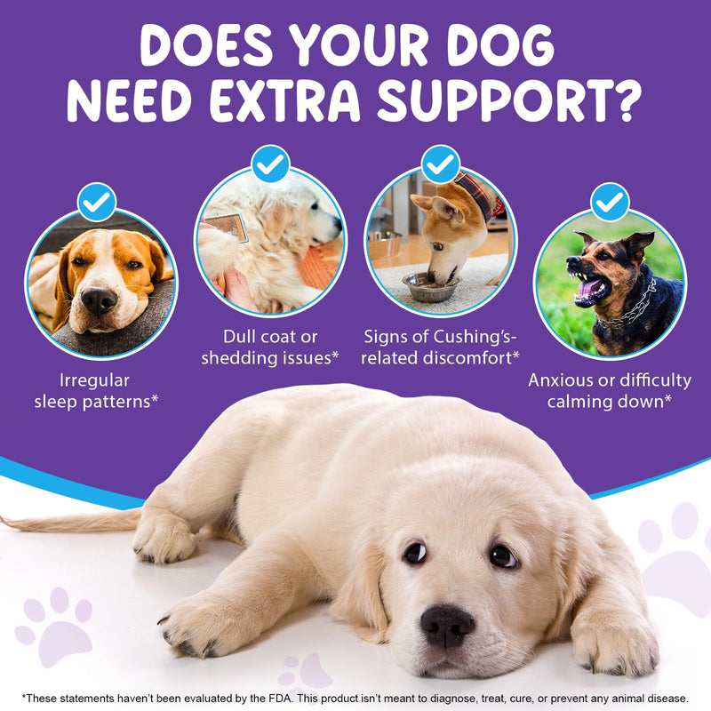 Melatonin for Dogs & Cats - All-in-One Calming Aid & Sleep Supplement for Anxiety from Fireworks, Travel & Separation, Promotes Deep Relaxation & Calm Behaviour for All Breeds & Sizes