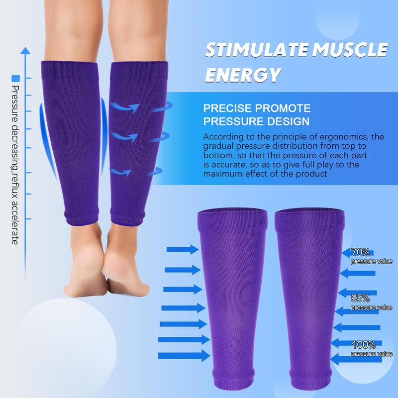 Geyoga 6 Pairs Calf Compression Sleeve for Men Women Football Leg Sleeve Elastic Calf Support Sock for Sports Cycling Running Basketball X-Large