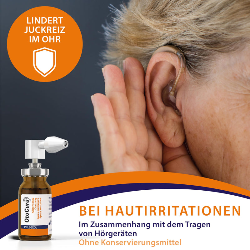 OtoCura ear spray 10 ml, ear cleaner made from olive oil, almond oil and calendula oil for ear cleaning and care of the outer ear canal - Design 2024 Ear Spray Original 2024 - BeesActive Australia