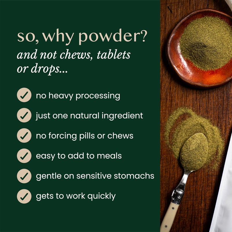 Natural Kelp Seaweed Powder – Natural Cat and Dog Dental Powder, Plaque Remover – Dog Breath Freshener and Cat Teeth Cleaning and Enzymatic Mouthwash – 250g, up to 200 Servings