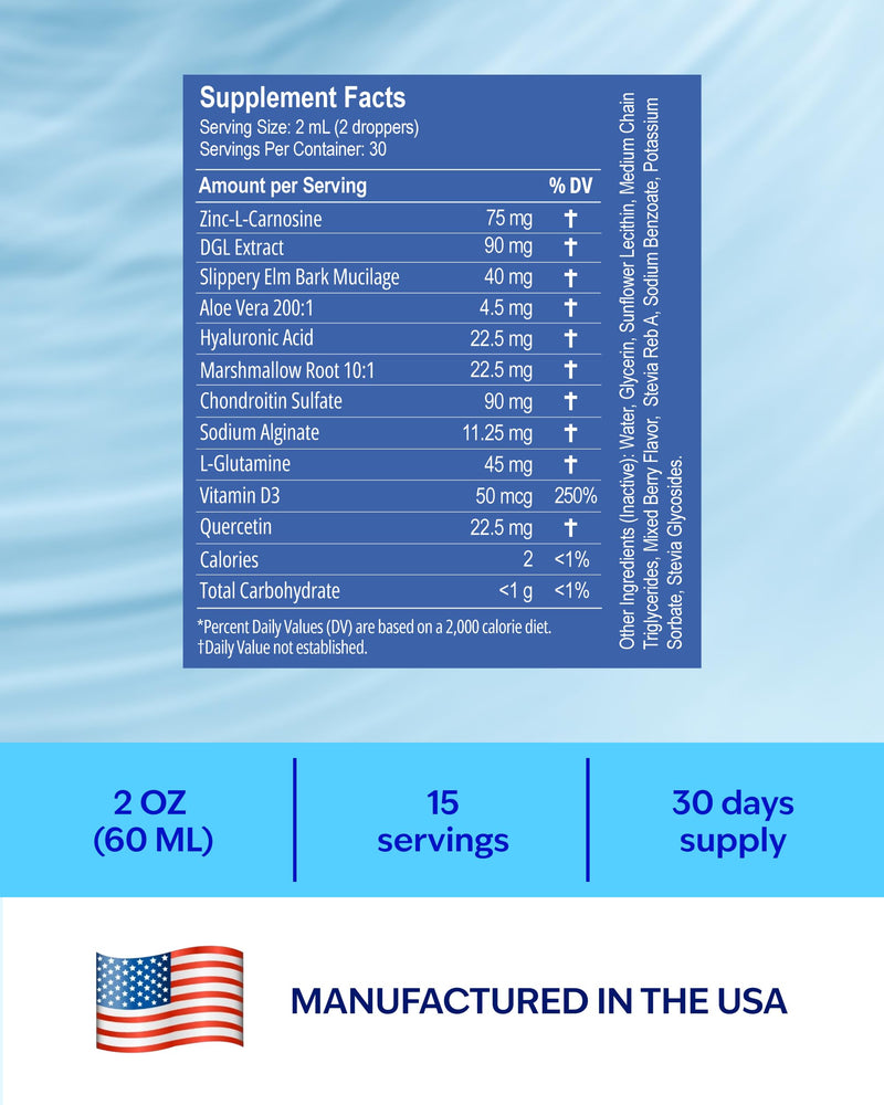 EsoRepair Nano Esophageal & Stomach Health Supplements for Men & Women - Digestive Comfort - Slippery Elm Bark, Zinc L-Carnosine & Aloe Vera Extract - Non-GMO & Dairy Free