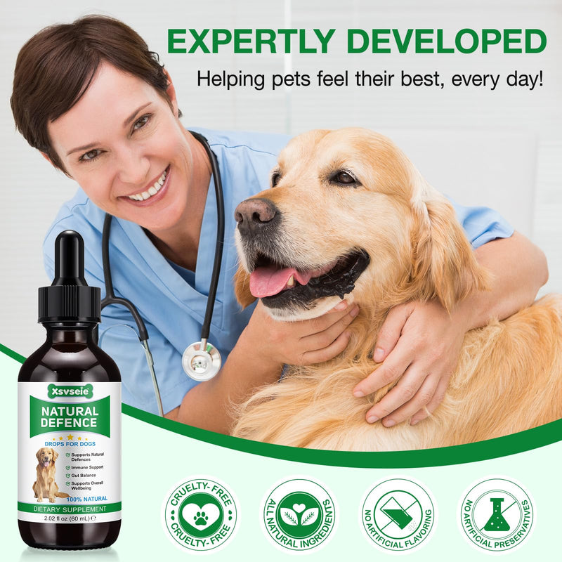 Dog Antibiotics, Natural Antibiotics for Dogs, Dog Multivitamin Herbal Supplements, Support Allergy and Itch Relief, Bacon Flavor - 60ml / 2.02 fl oz
