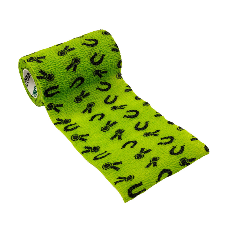 Syrflex Cohesive Bandage 4” Green Horse Shoes and Ribbons 4pk - BeesActive Australia