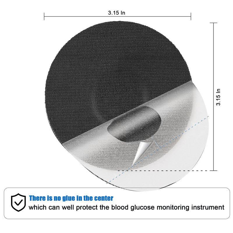 20 Pack,Over Patches Waterproof for Dexcom g7,CGM Sensor Patches| Non-Glue Central, Full Coverage, Latex-Free, Hypoallergenic & Breathable | Easy to Remove Without Leaving Any Marks (Black, 3.15) Black 3.15 in