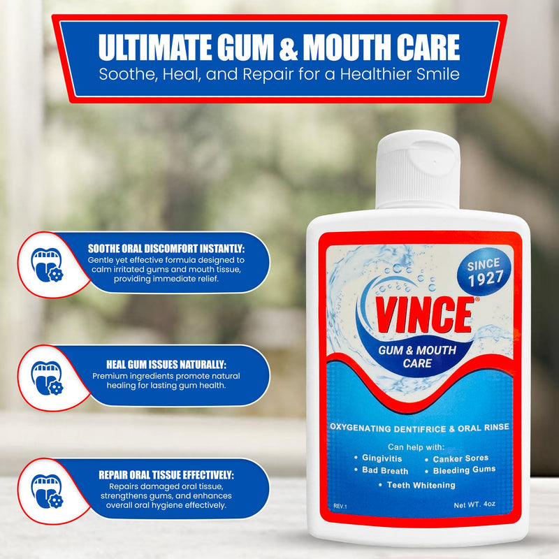 Vince Oxygenated Dentifrice - 2-in-1 Toothpaste & Mouthwash Formula - 4oz 4 Ounce (Pack of 1)