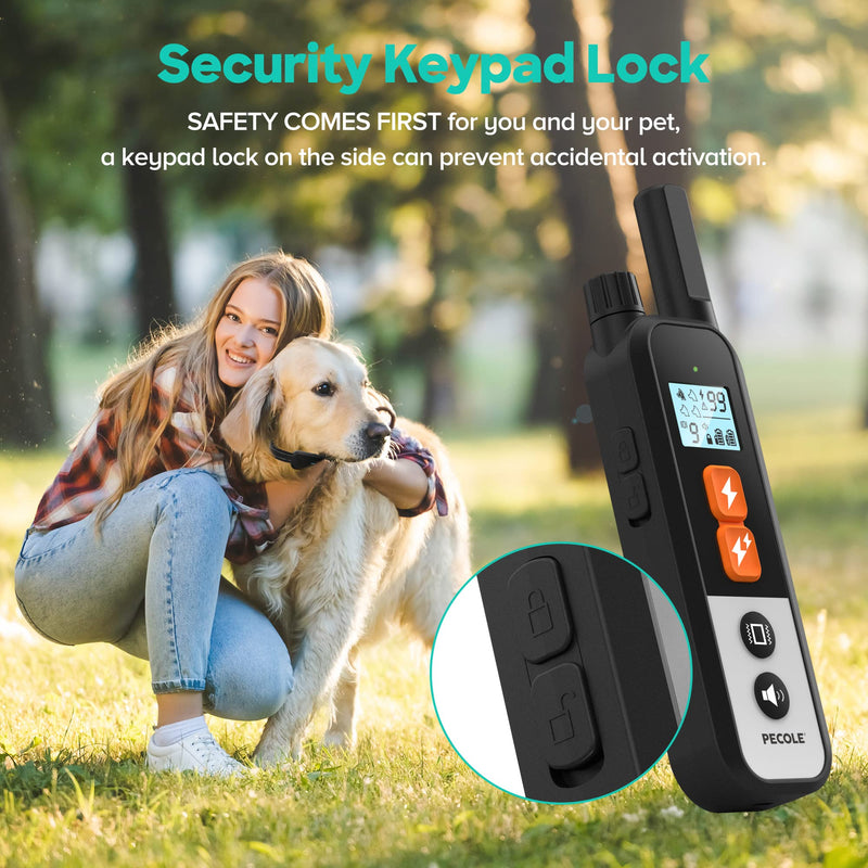 Dog Training Collar with Remote, Shock Collar for Dogs with Vibration and Beep Modes, Rechargeable Transmitter with Security Lock, Waterproof Collar, 99 Adjustable Levels – All Breeds, Sizes PE-18 - BeesActive Australia