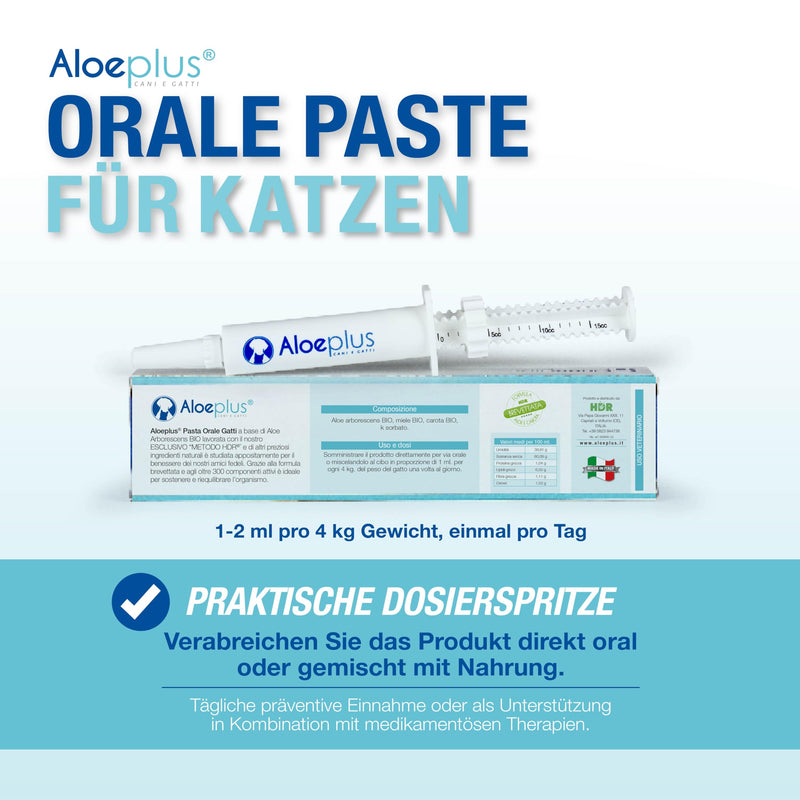 ALOEPLUS cat oral paste, 15 ml, energetic and detoxifying with organic aloe arborescens, strengthens the natural defense of older cats and puppies - BeesActive Australia