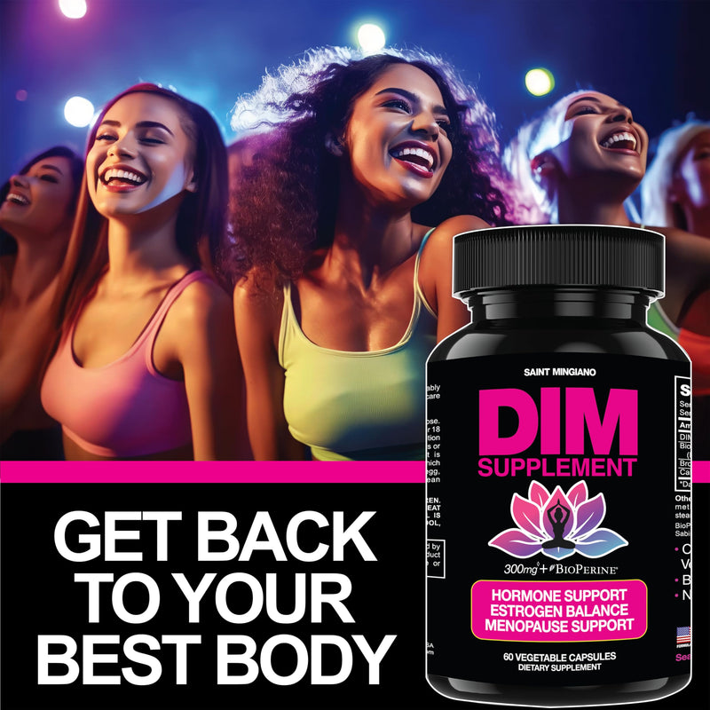DIM Supplement 300 mg - Hormone Balance for Women, | Estrogen Supplement for Women with Hot Flashes & Night Sweats | Aids in Menopause Symptoms, Estrogen & Oestrogen. 60 Capsules