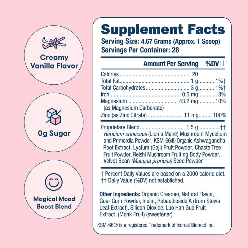 Love Sweat Fitness Miss Congeniality | Mood & Stress Supplement for Women | Ashwagandha, B Vitamins & Magnesium Powder | Cortisol & Hormone Balance Support | Focus & Calm | Vanilla | 28 Servings