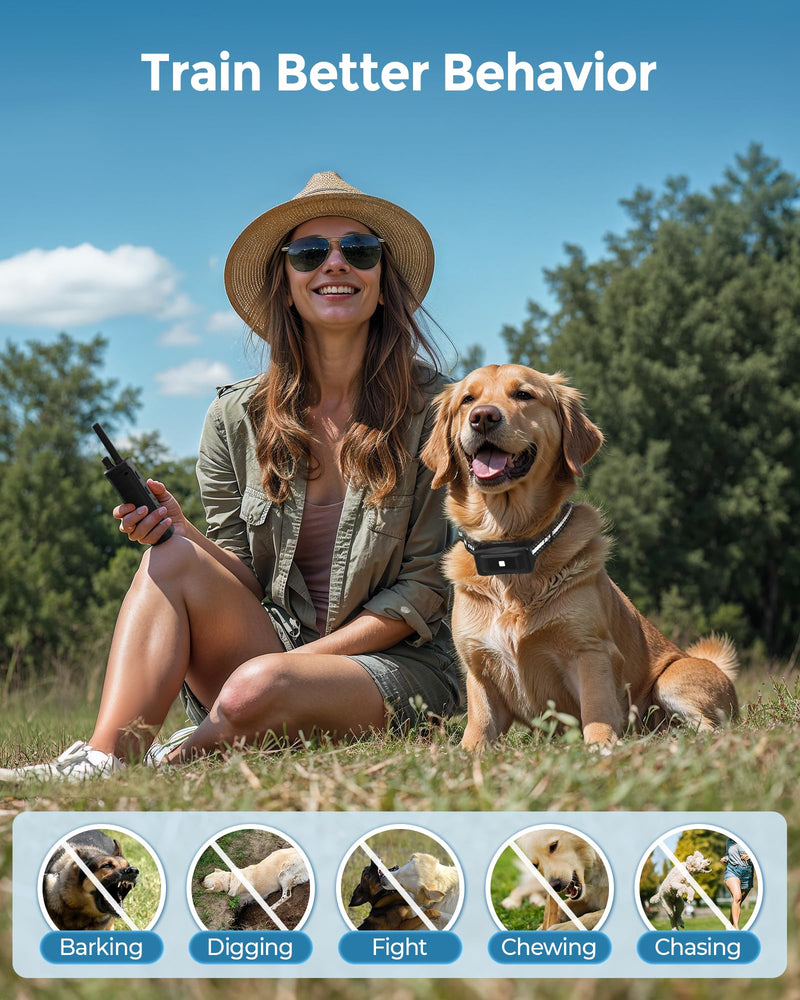 Dog Shock Collar, 4000FT Dog Training Collar with Remote IP67 Waterproof with 5 Training Modes, Rechargeable Training Collar for All Breeds, Sizes (10-150lbs) for 1 dog - BeesActive Australia