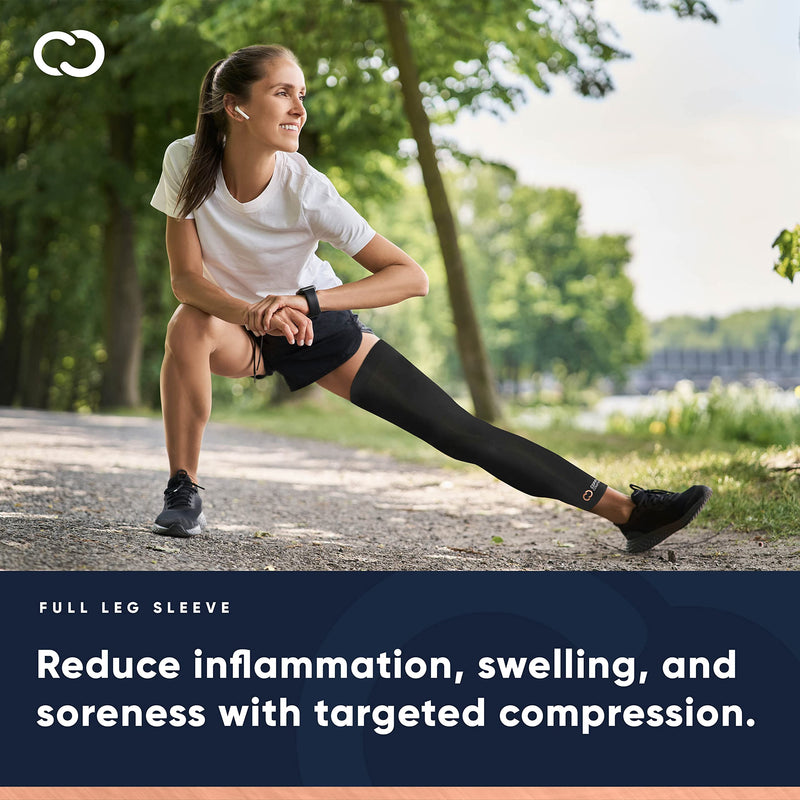 Copper Compression Leg Compression Sleeve - Copper Infused Knee Stabilizer Brace for Running, Meniscus Tear, ACL, MCL, Arthritis, Joint Pain Relief - Thigh & Calf Support for Men & Women Medium Black - BeesActive Australia