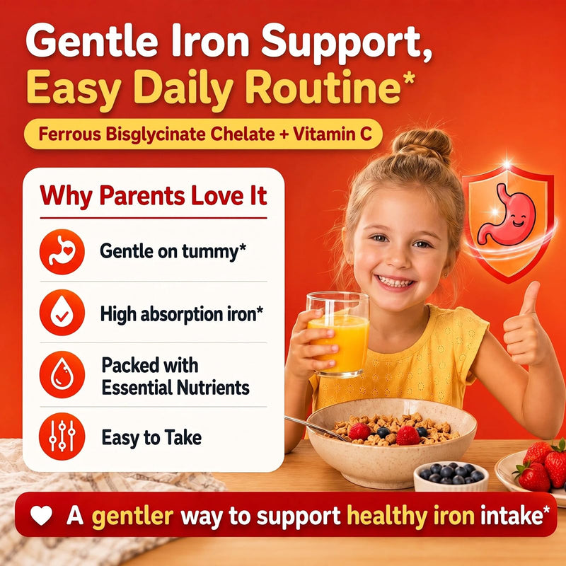 Iron Supplements for Kids Ages 4+, Liquid Iron Drops with Ferrous Bisglycinate, Vitamin C, Active Folate, B12, Zinc & Glycine, Kids Multivitamin with Iron, No Added Sugar, Strawberry Flavor, 4 Fl Oz 2 Fl Oz (Pack of 2)