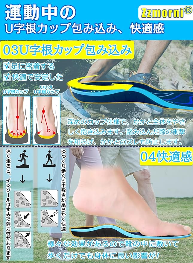 Zzmorni Insole, Supervised by Physical Therapists, Shock Absorption, Standing Work, Insole/Human Body Engineering, Arch Support, Insole, Comfortable, Antibacterial, Deodorization, Daily Life, 10.4 - - BeesActive Australia