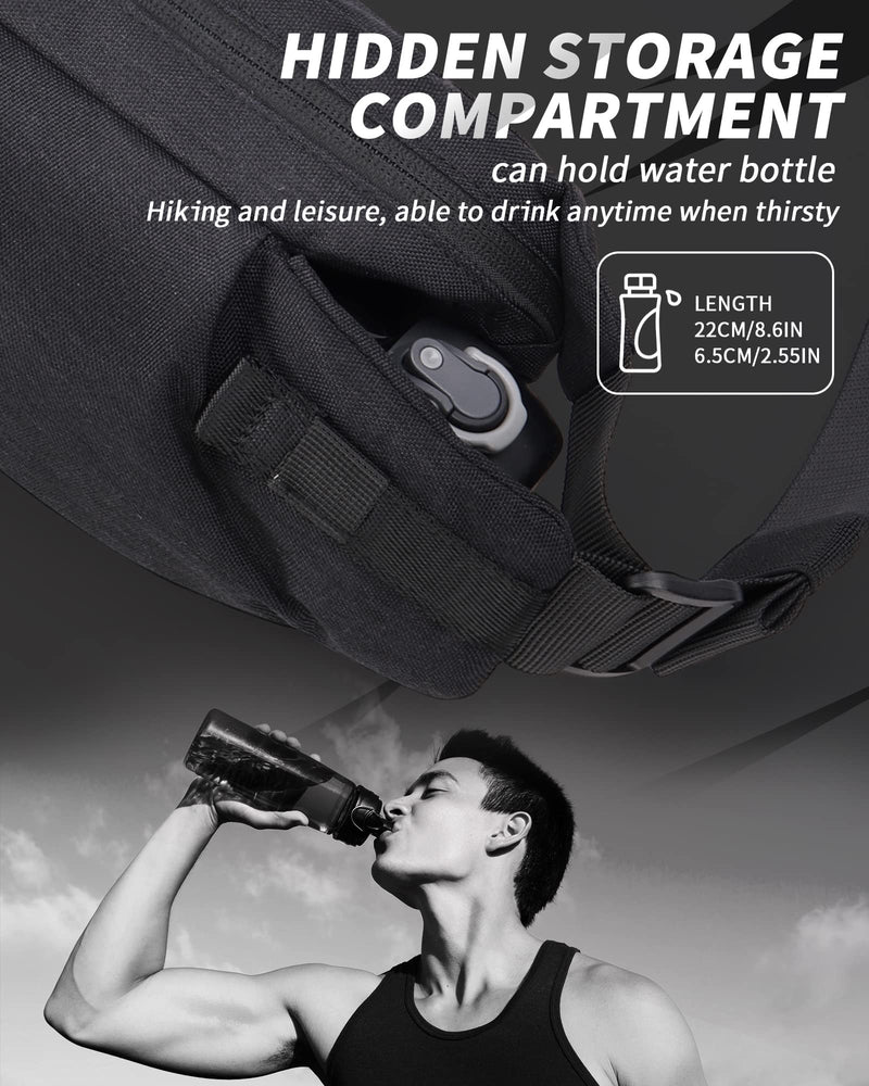Fanny Pack for Mens Crossbody Bag, Sling Bag for Women Anti Theft Waist Packs with Adjustable Strap Casual Daypack for Running Sports Hiking Cycling Travel Walking - Black A2-Black