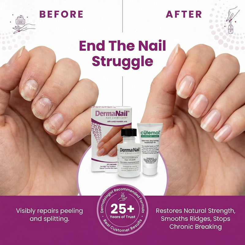Nail Strengthener & Cuticle Cream Set - Fingernail Care Kit with Liquid Nail Strengthener & Cutemol Cream (11.5g Sample) Healthy Growth - Repair for Brittle, Damaged, Thin, & Peeling Nails - BeesActive Australia