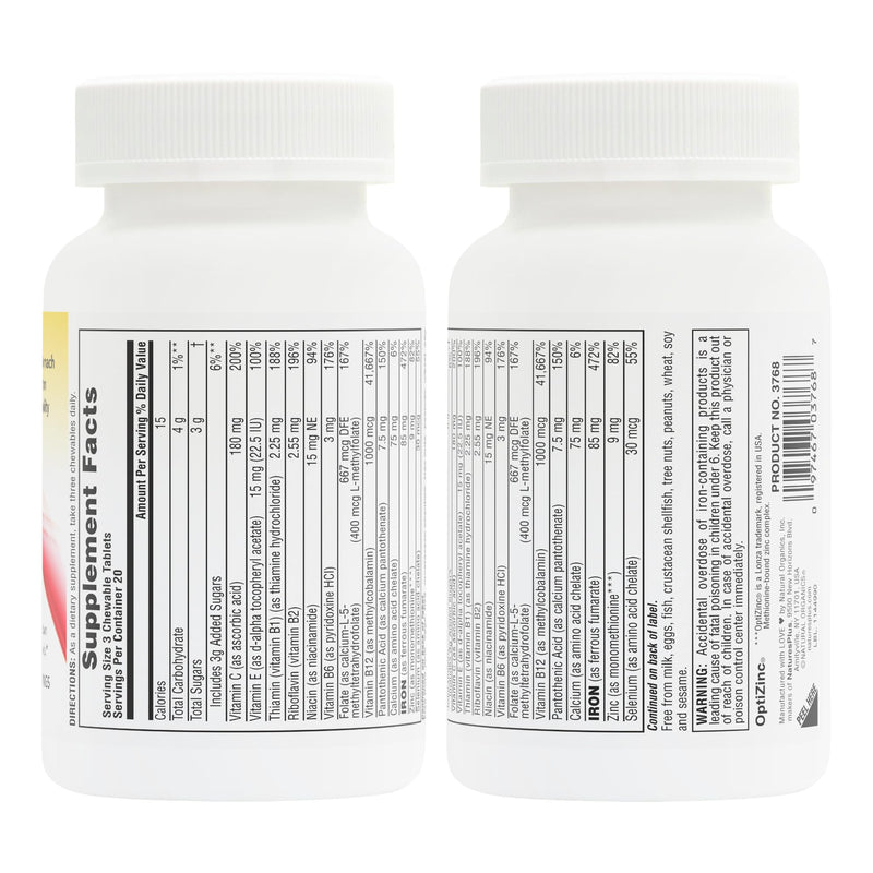 NaturesPlus Hema-Plex Iron - 60 Mixed Berry Chewables - 85 mg Elemental Iron - Total Blood Health - with Vitamin C & Bioflavonoids - Non-GMO, Vegan & Gluten Free - 20 Servings