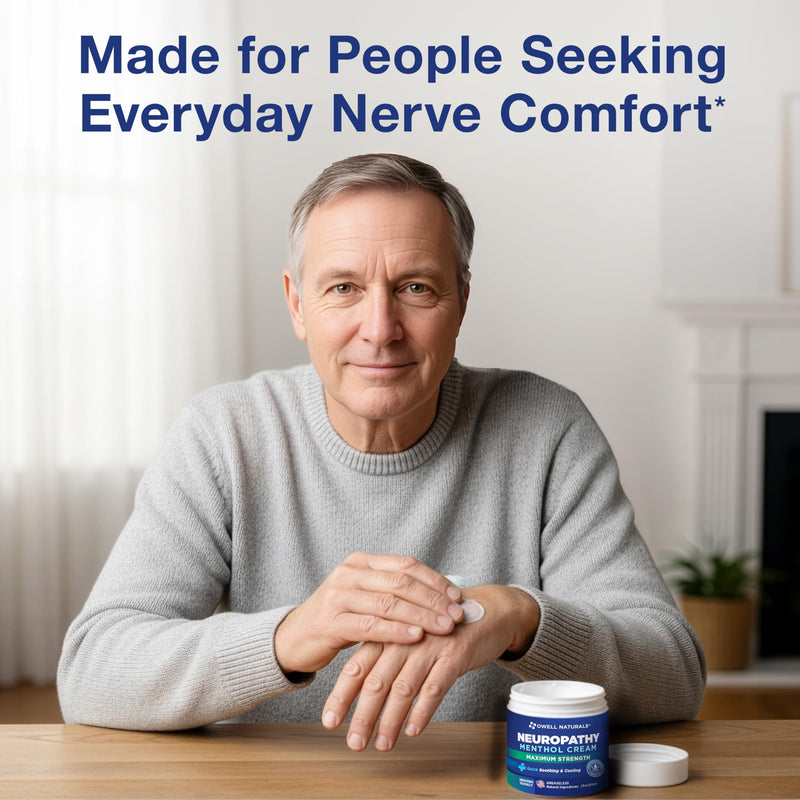 Owell Naturals Neuropathy Cream Extra Strength – Fast Absorbing Cooling for Leg, Feet & Hands – Advanced Soothing Formula with Aloe Vera, Arnica, MSM & Vitamin B6 – Made in USA, 4 fl oz 4 Fl Oz (Pack of 2) - BeesActive Australia