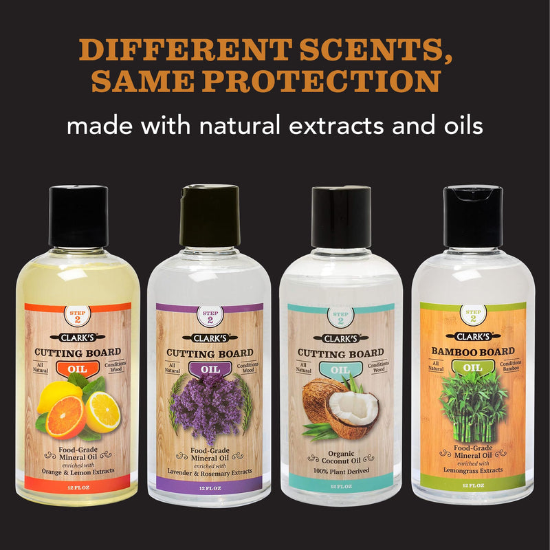 CLARK'S Cutting Board Oil - Food Grade Mineral Oil for Cutting Board - Enriched with Lemon and Orange Oils - Butcher Block Oil and Conditioner - Mineral Oil - Restores and Protects All Wood - 12oz Orange & Lemon - 12 OZ (Most Popular) - BeesActive Australia