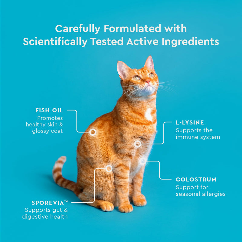 VetIQ Allergy Pro+ Relief, Cat Allergy Treats, Supplement & Vitamins with Probiotics, Fish Oil, Tart Cherry, Skin & Coat Support, Sneezing & Itching Relief, Seasonal Allergies, 3.7oz 3.7 Ounces