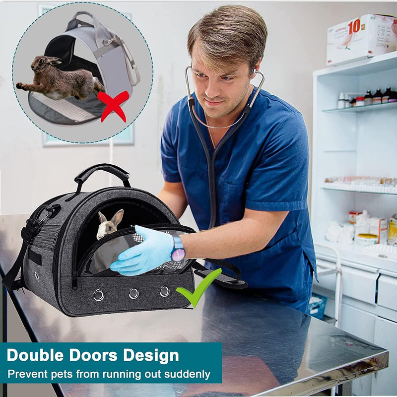 Kelivi Small Pet Carrier Guinea Pig Carrier with Water Bottle Hole Rabbit Carrier Portable Double Door Outdoor Carrier Gray Large - BeesActive Australia