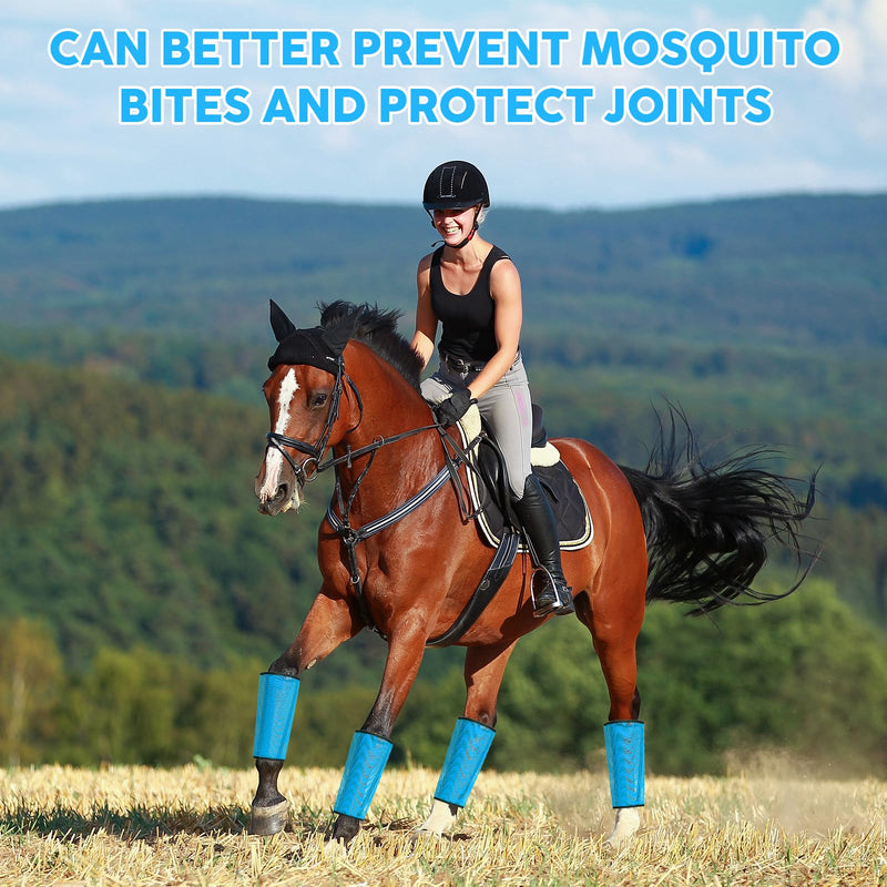 Fly Boots for Horses Set of 4, Horse Fly Boots Prevent Mosquito Bites, Fly Boots for Horses, Breathable Mesh Fly Leg Wraps for Horses Sky Blue 4 Pack - BeesActive Australia