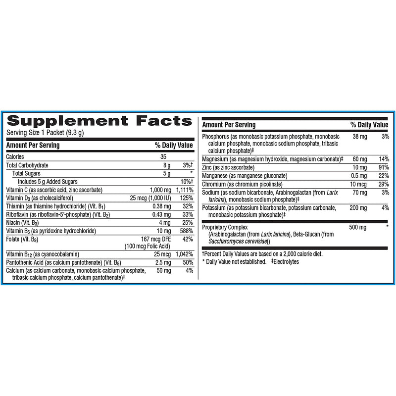 Emergen-C Immune+ Triple Action Immune Support Powder, BetaVia (R), 1000mg Vitamin C, B Vitamins, Vitamin D and Antioxidants, Super Orange – 50 Count - BeesActive Australia