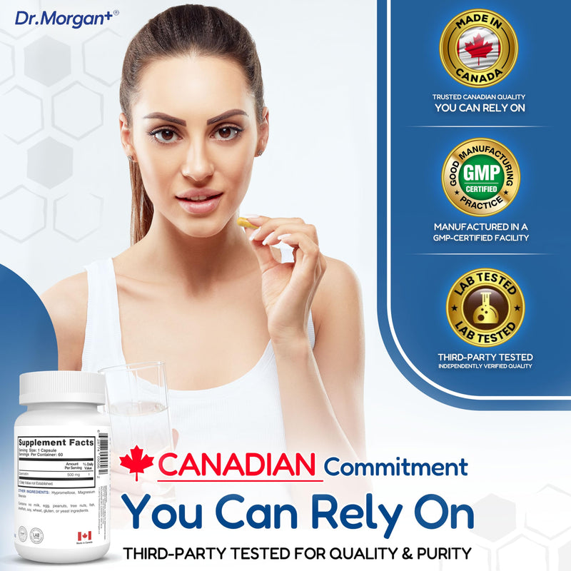 Dr. Morgan Quercetin 500mg Supplement-Bioflavonoid Antioxidant for Immune Support & Cellular Health-Natural Supplement-Made in Canada-60 Capsules