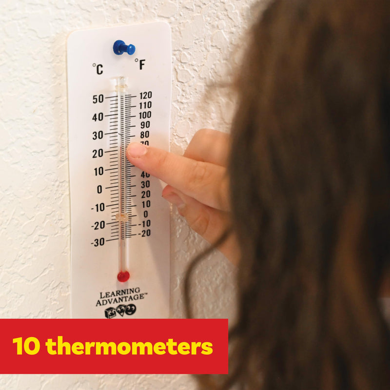 LEARNING ADVANTAGE Student Thermometers - Set of 10 - Dual-Scale - Mercury-Free - Easy To Read, Thermometers for Indoor Science and Classroom Use - BeesActive Australia