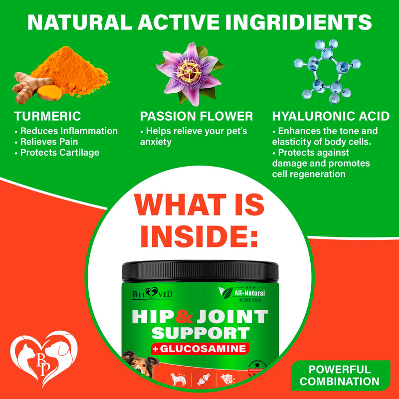 Dog Hip and Joint Supplement & Arthritis Pain Relief Treats - Glucosamine Chondroitin MSM Soft Chews for Senior Dogs - Natural Medicine & Support Mobility - Turmeric Vitamins for Dysplasia - USA - PawsPlanet Australia