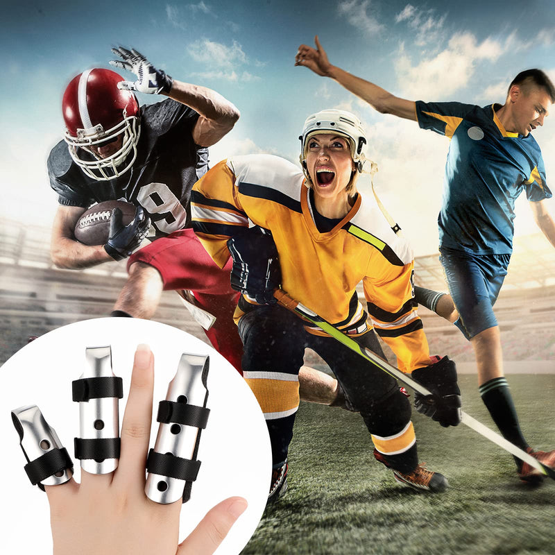 BBTO 6 Pcs Finger Splint Metal Support Finger Brace Arthritis Knuckle Immobilization with Soft Foam Inner Band and Protective Vent for Adults and Children, 2 Styles, Different Sizes(Black) Black