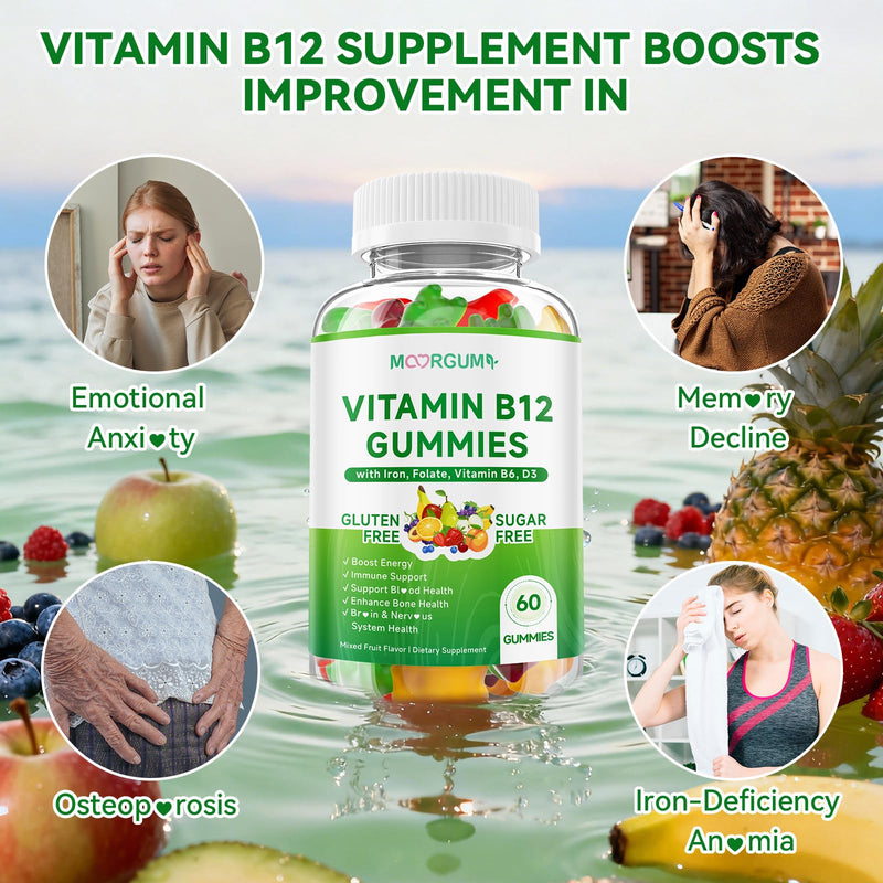 1 Pack Methyl B-12 3000mcg Gummies for Kids & Adults, Vitamin B12 (Methylcobalamin) with Vitamin B6, Folate & D3, Supports Energy, Metabolism & Immune Wellness, 60 Count 60 Count (Pack of 1)