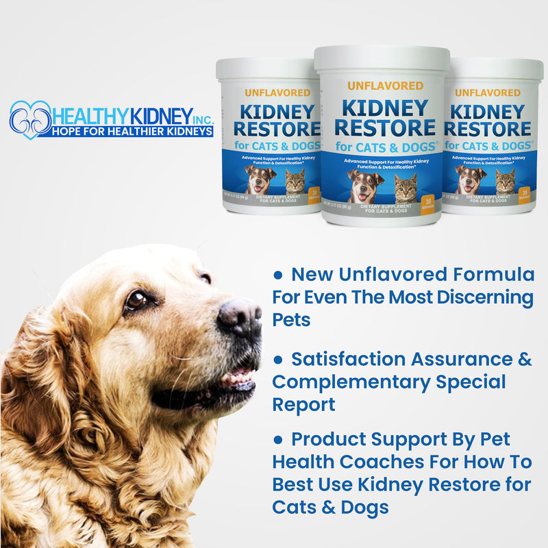 Kidney Restore Cats & Dogs Unflavored for Supporting Normal Kidney Function, Creatinine, Pet Renal Kidney Health Supplement Felines Canines 1 Pack - PawsPlanet Australia
