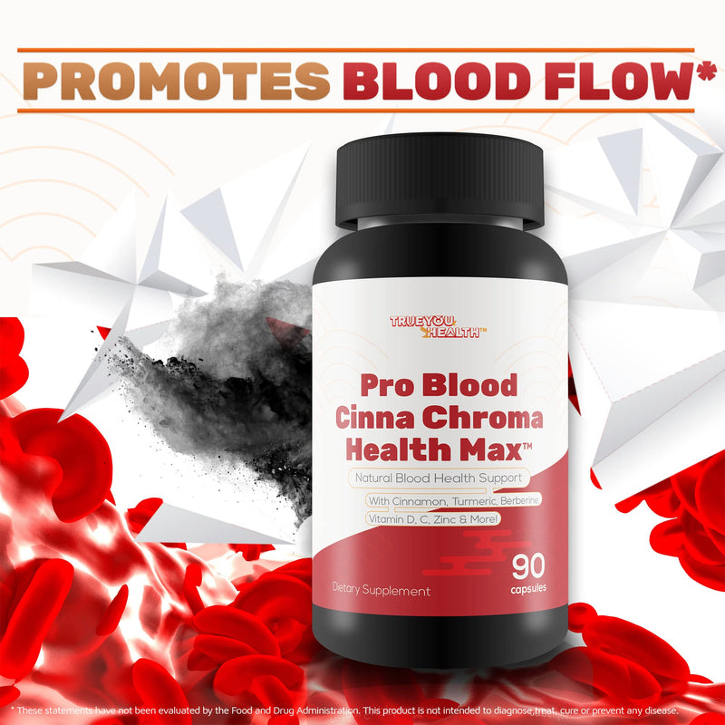 Pro Blood Cinna Chroma Health Max - Natural Blood Health Support with Cinnamon, Turmeric, Berberine, Vitamin D, Vitamin C, Zinc & More - Promote Balanced Blood Health & Improved Blood Flow