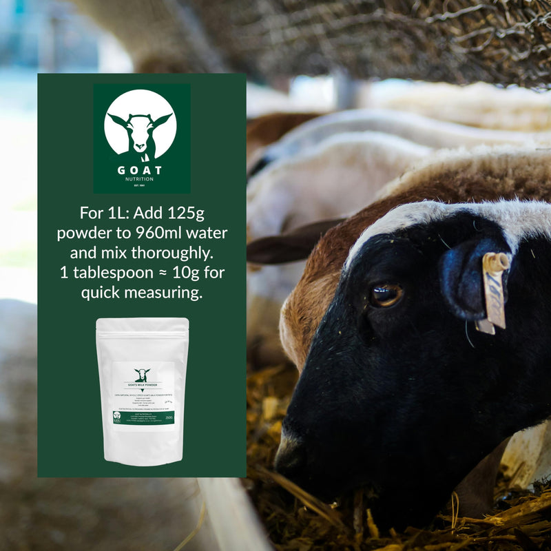 GOAT NUTRITION Est. 1981 Whole Dried Goats’ Milk Powder 250g | Natural Goat Milk Supplement for Dogs & Puppies | Rich Creamy Taste & Natural Vitamins | Resealable Pouch