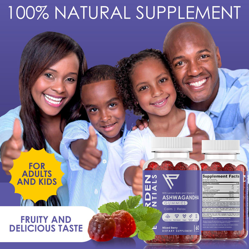 KSM-66 Ashwagandha Gummies 750mg Per Gummy – 1,500mg Per Serving – Stress & Cortisol Support – with Lemon Balm & Vitamin D – 60 Count (30 Day Supply) – Vegan – Harden Essentials